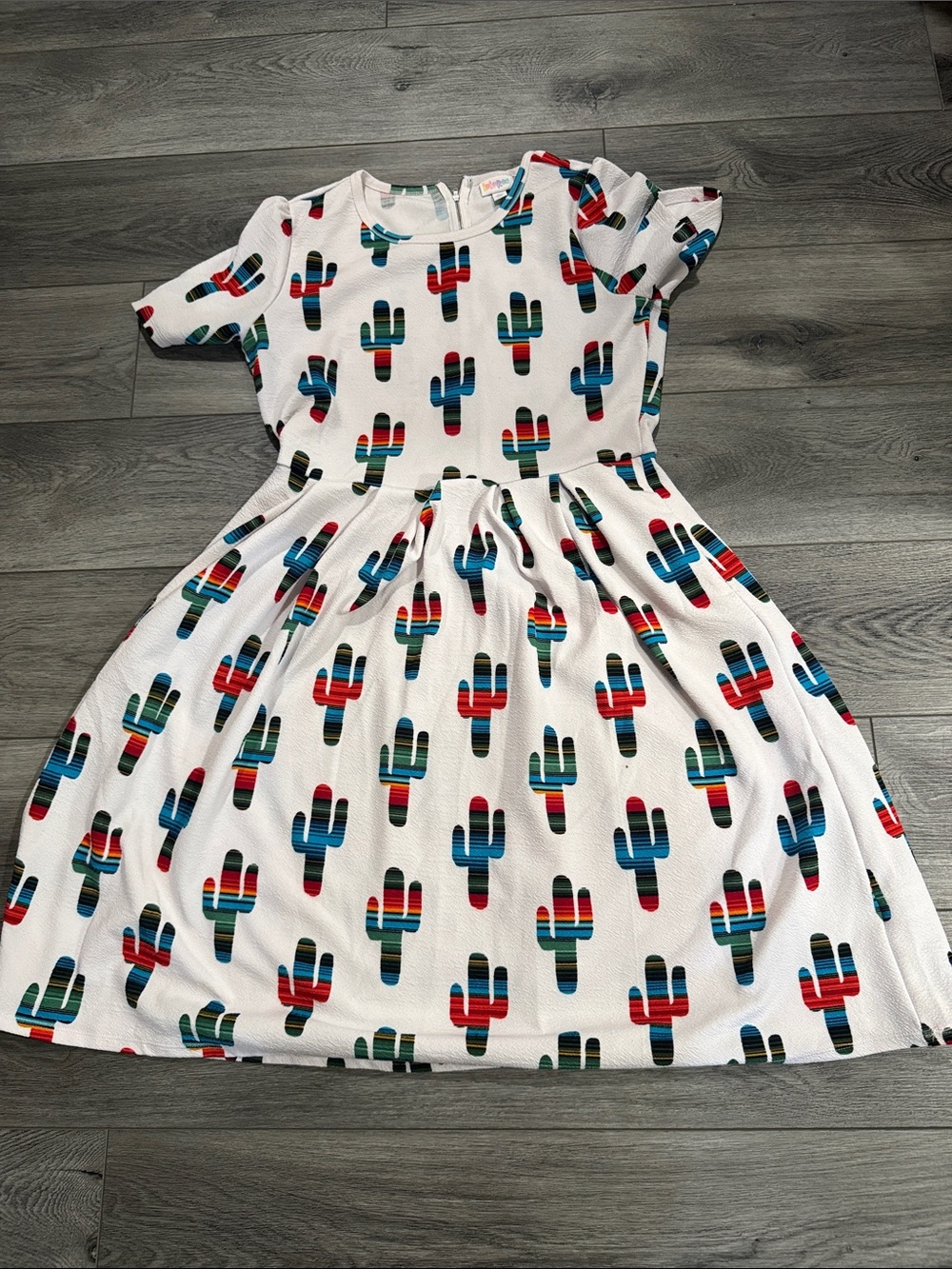LuLaRoe White Dress with Multicolor Cactus Print